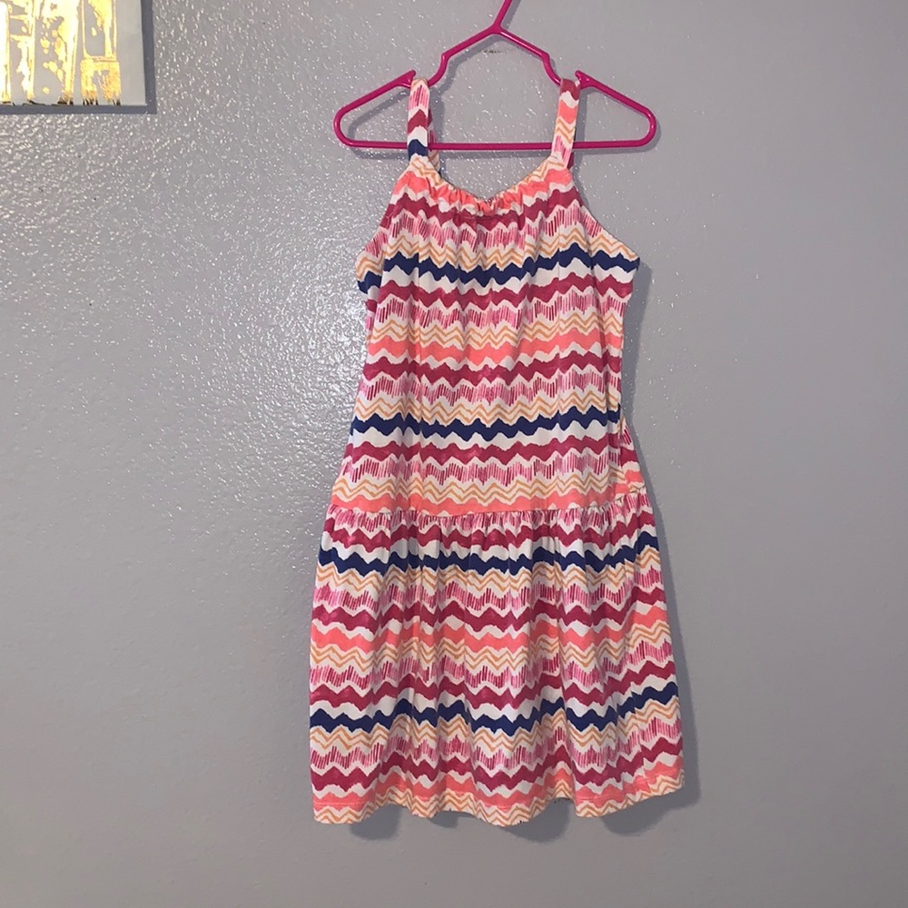 Green soda pink chevron girls small tank summer dress